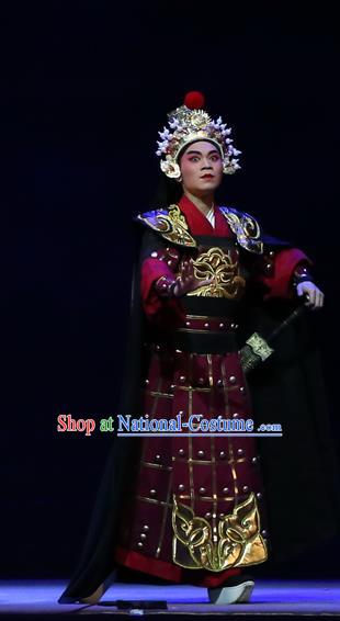 Gao Emperor of Han Chinese Guangdong Opera General Apparels Costumes and Headpieces Traditional Cantonese Opera Martial Male Garment Armor Clothing