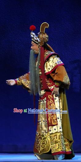 Gao Emperor of Han Chinese Guangdong Opera Elderly Male Apparels Costumes and Headpieces Traditional Cantonese Opera General Garment Armor Clothing