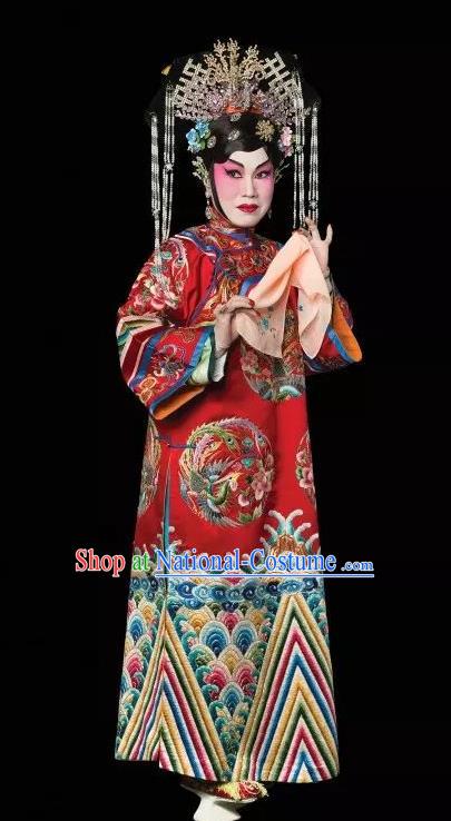 Chinese Cantonese Opera Hua Tan Garment Costumes and Headdress Traditional Guangdong Opera Princess Shanhu Apparels Actress Red Dress