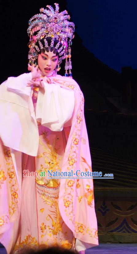 Chinese Cantonese Opera Hua Tan Garment Emperor and the Village Girl Costumes and Headdress Traditional Guangdong Opera Actress Apparels Diva Jia Yunv Dress