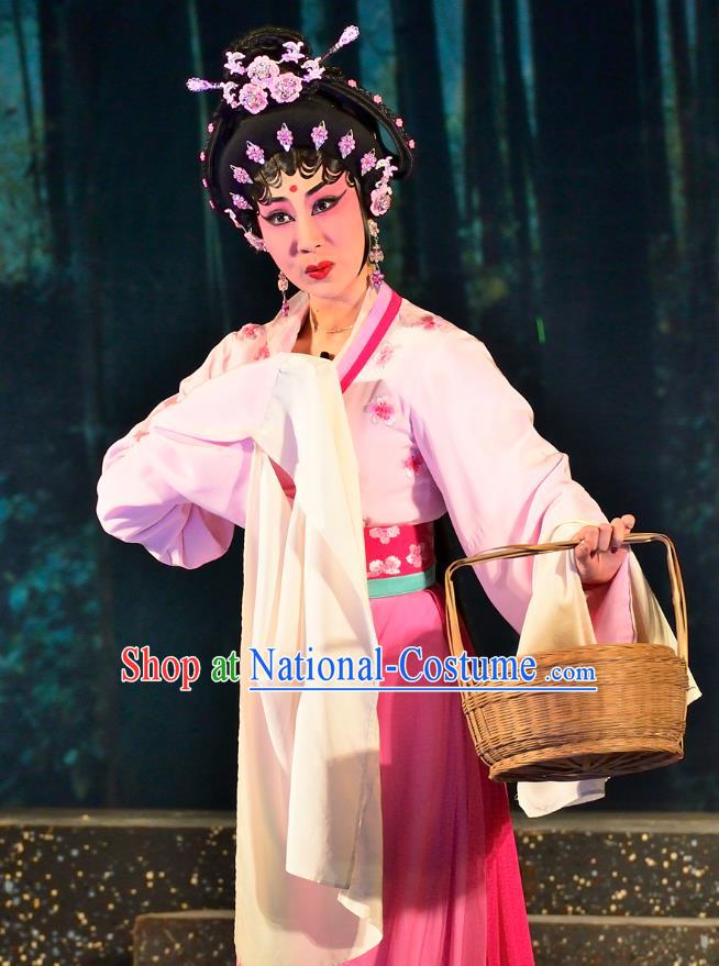 Chinese Cantonese Opera Princess Miaoshan Garment Costumes and Headdress Traditional Guangdong Opera Young Female Apparels Hua Tan Dress