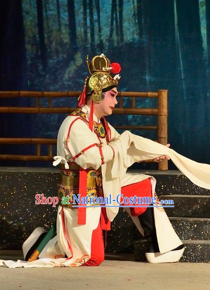 Chinese Guangdong Opera General Wei Tuo Apparels Costumes and Headwear Traditional Cantonese Opera Martial Male Garment Wusheng Clothing