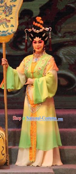 Chinese Cantonese Opera Xiaodan Garment Legend of Er Lang Costumes and Headdress Traditional Guangdong Opera Figurant Apparels Court Maid Dress