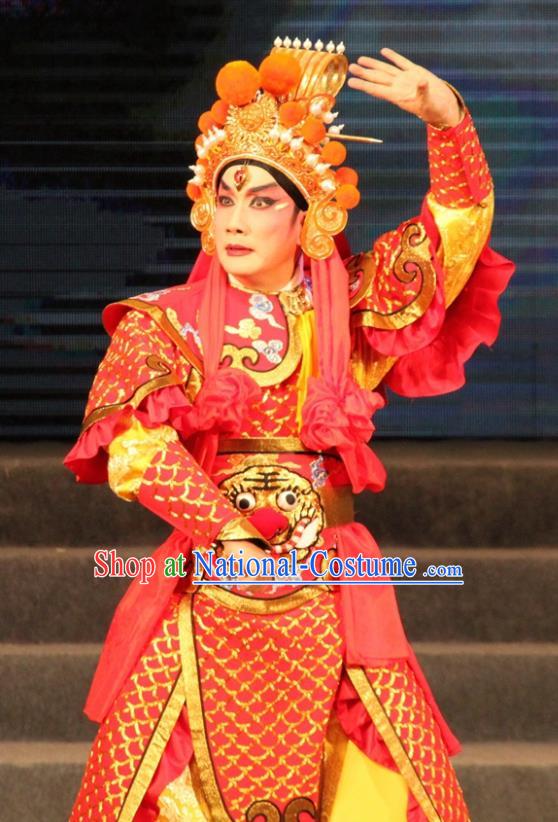 Legend of Er Lang Chinese Guangdong Opera General Apparels Costumes and Headwear Traditional Cantonese Opera God Garment Martial Male Clothing