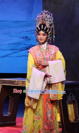 Chinese Cantonese Opera Actress Garment Goddess Luo Costumes and Headdress Traditional Guangdong Opera Imperial Consort Guo Apparels Hua Tan Dress