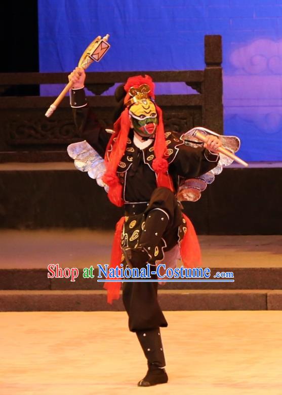 Yu Huang Deng Dian Chinese Guangdong Opera Wusheng Apparels Costumes and Headwear Traditional Cantonese Opera Martial Male Garment Figurant Black Clothing