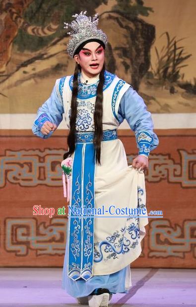 The Mad Monk by the Sea Chinese Guangdong Opera Xiaosheng Apparels Costumes and Headwear Traditional Cantonese Opera Young Male Garment Wu Xiaopeng Clothing