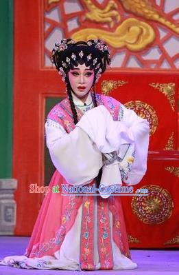 Chinese Cantonese Opera Young Lady Garment The Mad Monk by the Sea Costumes and Headdress Traditional Guangdong Opera Hua Tan Apparels Diva Ye Piaohong Dress