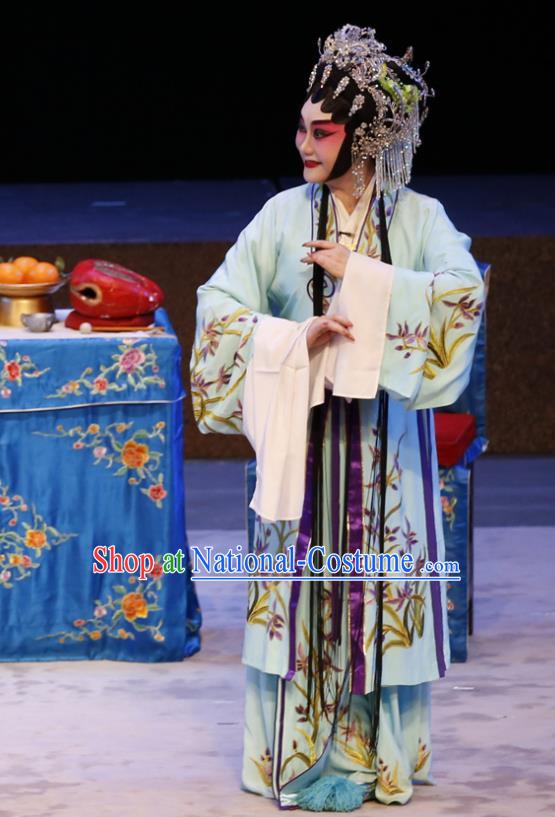 Chinese Cantonese Opera Young Woman Garment Ne Zha Hui Mu Costumes and Headdress Traditional Guangdong Opera Actress Apparels Diva Dress