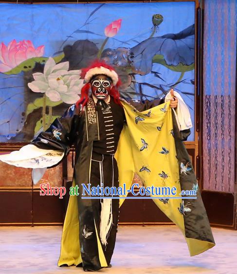 Ba Luo He Chinese Guangdong Opera Painted Role Apparels Costumes and Headwear Traditional Cantonese Opera Martial Male Garment Wusheng Luo Hongxun Clothing