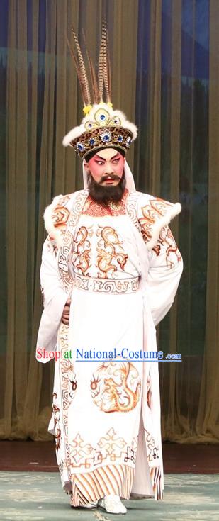 Princess Zhaojun Chinese Guangdong Opera Duke Apparels Costumes and Headwear Traditional Cantonese Opera Xiongnu King Garment Monarch Clothing