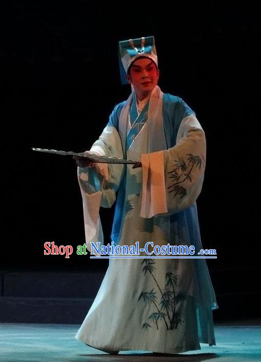 Zi Yun Chinese Guangdong Opera Scholar Wen Qing Apparels Costumes and Headwear Traditional Cantonese Opera Young Male Garment Niche Clothing