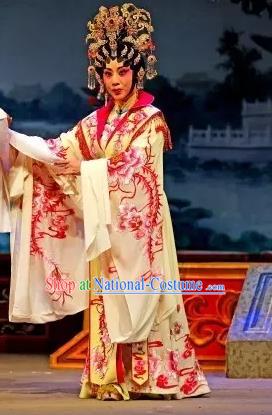 Chinese Cantonese Opera Hua Tan Garment Princess Changping Costumes and Headdress Traditional Guangdong Opera Diva Apparels Actress Dress