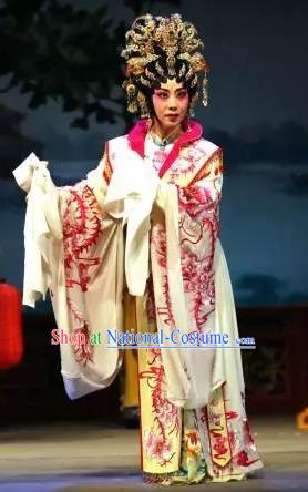 Chinese Cantonese Opera Hua Tan Garment Princess Changping Costumes and Headdress Traditional Guangdong Opera Diva Apparels Actress Dress