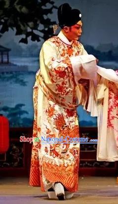 Princess Changping Chinese Guangdong Opera Young Male Apparels Costumes and Headwear Traditional Cantonese Opera Xiaosheng Garment Zhou Shixian Clothing