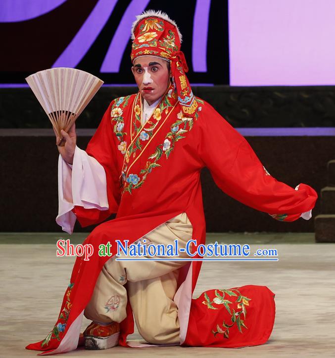 Nao Chai Chinese Guangdong Opera Playboy Apparels Costumes and Headwear Traditional Cantonese Opera Clown Garment Childe Hu Lian Clothing