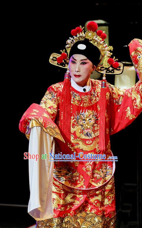 Fu Shi San Sheng Meng Chinese Guangdong Opera Bridegroom Apparels Costumes and Headwear Traditional Cantonese Opera Xiaosheng Garment Wedding Clothing