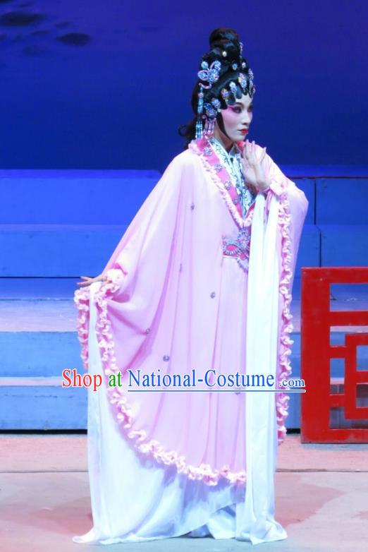 Chinese Cantonese Opera Fox Fairy Garment The Strange Stories Costumes and Headdress Traditional Guangdong Opera Diva Xiao Cui Apparels Young Beauty Dress