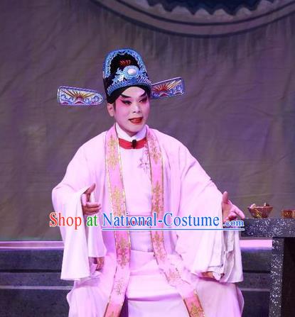 Escape from Banishment Chinese Guangdong Opera Young Male Li Weile Apparels Costumes and Headwear Traditional Cantonese Opera Xiaosheng Garment Scholar Clothing