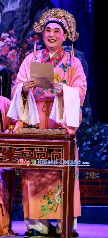 San Xiao Yin Yuan Chinese Guangdong Opera Gifted Youth Apparels Costumes and Headwear Traditional Cantonese Opera Scholar Garment Zhu Zhishan Clothing