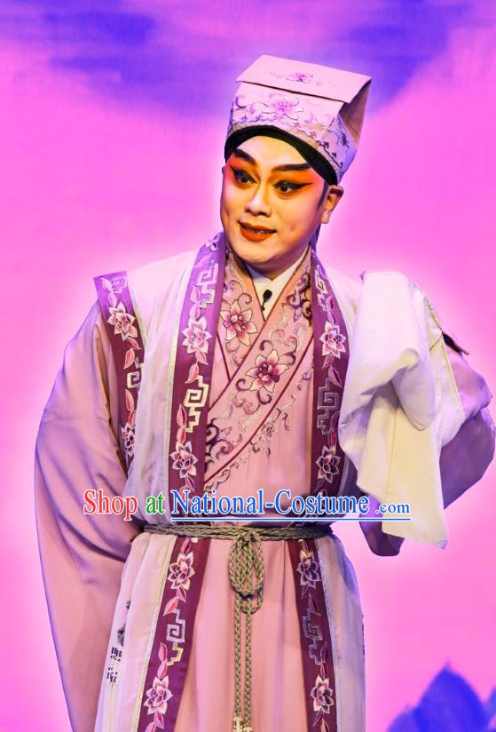 San Xiao Yin Yuan Chinese Guangdong Opera Xiaosheng Apparels Costumes and Headwear Traditional Cantonese Opera Young Male Garment Teacher Hua An Clothing