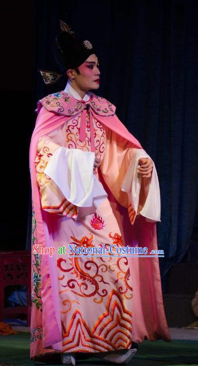 Chinese Guangdong Opera Young Male Apparels Costumes and Headwear Traditional Cantonese Opera Xiaosheng Garment Scholar Du Yuanlong Clothing