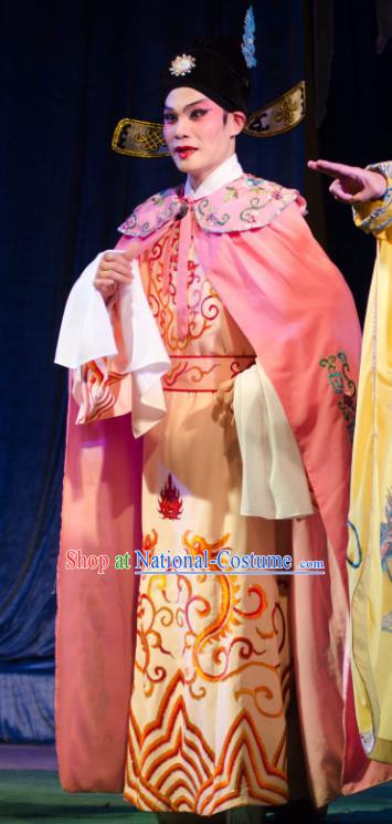 Chinese Guangdong Opera Young Male Apparels Costumes and Headwear Traditional Cantonese Opera Xiaosheng Garment Scholar Du Yuanlong Clothing