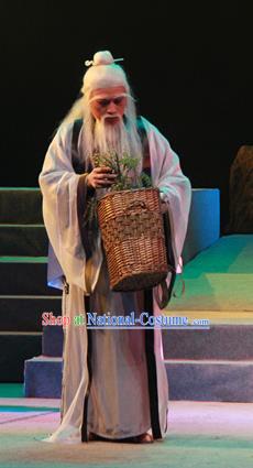 Liang Cha Wang Chuan Qi Chinese Guangdong Opera Elderly Male Apparels Costumes and Headwear Traditional Cantonese Opera Garment Physician Clothing