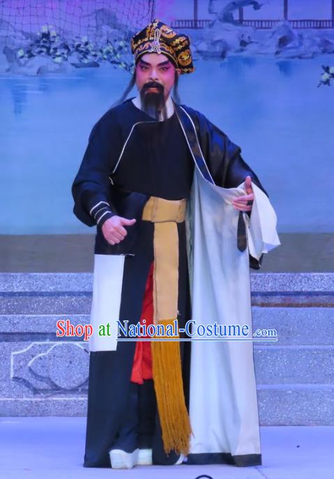 Chinese Guangdong Opera Swordsman Apparels Costumes and Headwear Traditional Cantonese Opera Wusheng Garment Martial Male Clothing