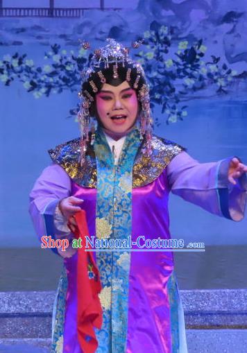 Chinese Cantonese Opera Procuress Garment Costumes and Headdress Traditional Guangdong Opera Dame Apparels Elderly Female Dress