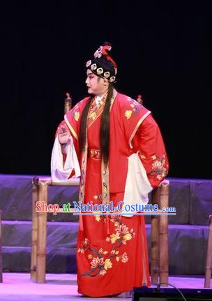 the Legend of Gold Rice Chinese Guangdong Opera Bridegroom Apparels Costumes and Headwear Traditional Cantonese Opera Young Male Garment Xiaosheng Lu Yacan Clothing