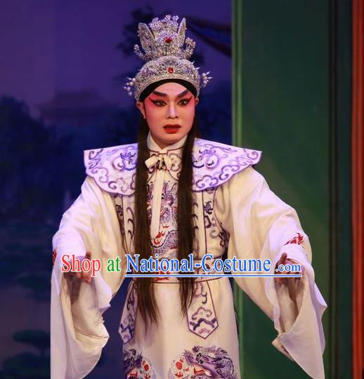 Wu Suo Dong Gong Chinese Guangdong Opera Prince Wen Xi Apparels Costumes and Headwear Traditional Cantonese Opera Xiaosheng Garment Young Male Clothing