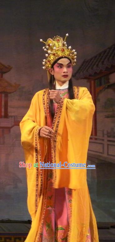 Wu Suo Dong Gong Chinese Guangdong Opera Xiaosheng Apparels Costumes and Headwear Traditional Cantonese Opera Prince Wen Xi Garment Young Male Clothing