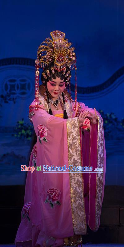 Chinese Cantonese Opera Empress Garment Wu Suo Dong Gong Costumes and Headdress Traditional Guangdong Opera Young Woman Apparels Queen Dress