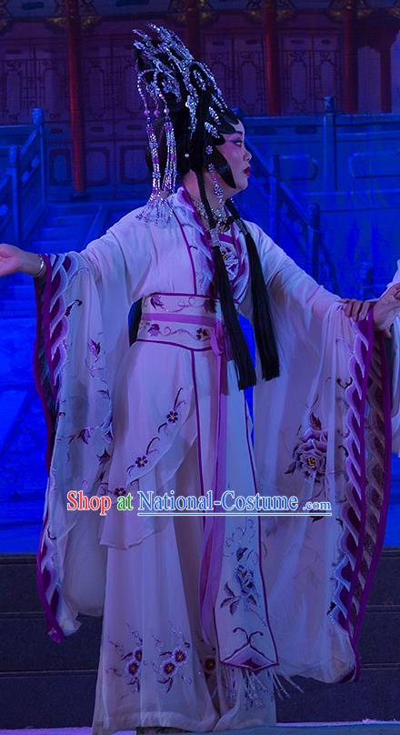 Chinese Cantonese Opera Actress Garment Wu Suo Dong Gong Costumes and Headdress Traditional Guangdong Opera Princess Apparels Hua Tan Dress