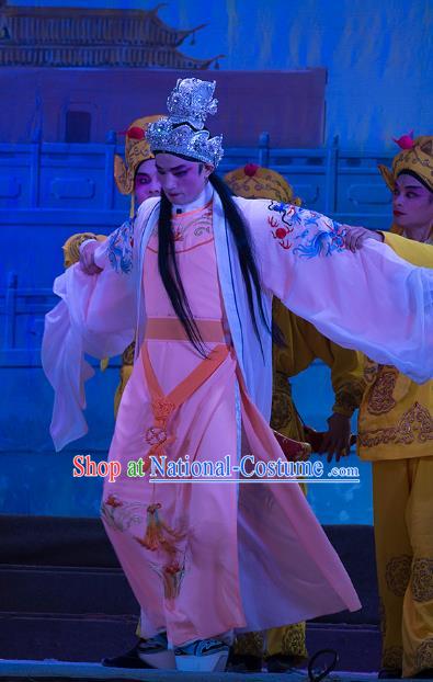 Wu Suo Dong Gong Chinese Guangdong Opera Xiaosheng Wen Xi Apparels Costumes and Headwear Traditional Cantonese Opera Prince Garment Niche Clothing