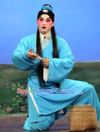 Feng Guan Meng Chinese Guangdong Opera Farmer Zou Qinglong Apparels Costumes and Headwear Traditional Cantonese Opera Xiaosheng Garment Young Man Clothing