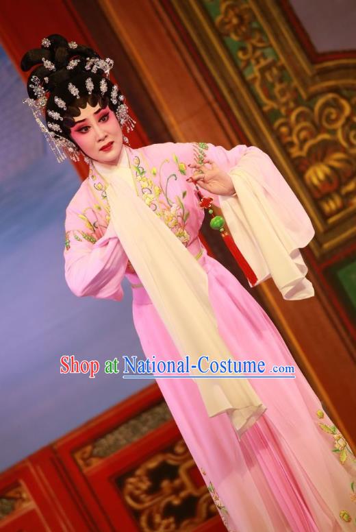 Chinese Cantonese Opera Hua Tan Garment Wu Suo Dong Gong Costumes and Headdress Traditional Guangdong Opera Young Female Apparels Diva Wei Biniang Dress