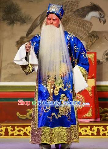 San Kan Yu Mei Chinese Guangdong Opera Elderly Male Apparels Costumes and Headwear Traditional Cantonese Opera Laosheng Garment Duke Liu Tianhua Clothing