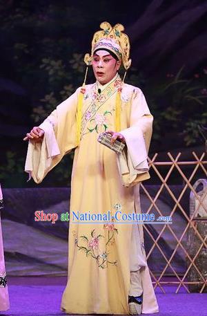 Chinese Guangdong Opera Xiaosheng Apparels Costumes and Headwear Traditional Cantonese Opera Scholar Wang Yu Garment Niche Clothing