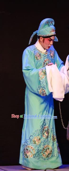 Nu Chuang Jin Dian Chinese Guangdong Opera Young Male Apparels Costumes and Headwear Traditional Cantonese Opera Scholar Garment Xiaosheng Clothing