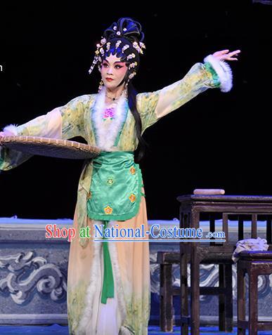 Chinese Cantonese Opera Actress Garment Qing Hua Pan Jinlian Costumes and Headdress Traditional Guangdong Opera Young Female Apparels Diva Dress