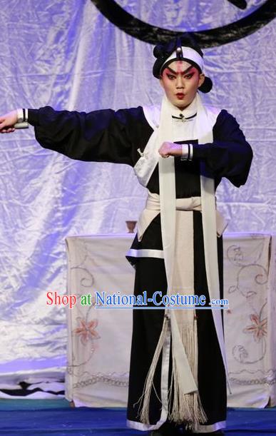 Qing Hua Pan Jinlian Chinese Guangdong Opera Hero Wu Song Apparels Costumes and Headwear Traditional Cantonese Opera Martial Male Garment Wusheng Clothing