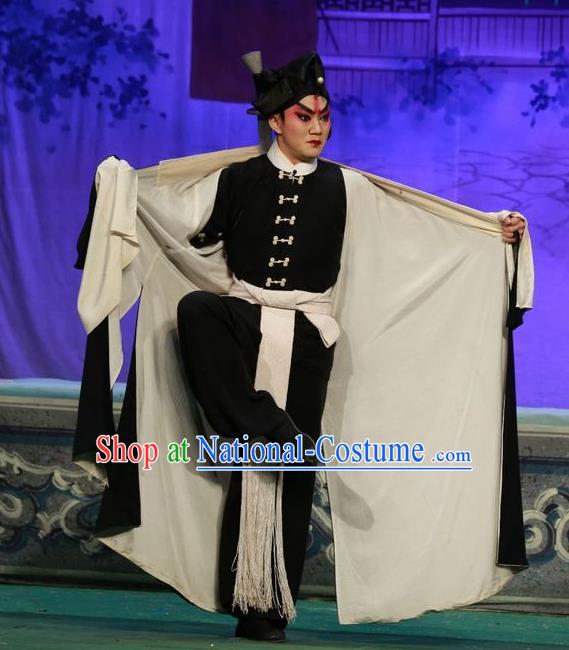 Qing Hua Pan Jinlian Chinese Guangdong Opera Hero Apparels Costumes and Headwear Traditional Cantonese Opera Martial Male Garment Wusheng Wu Song Clothing