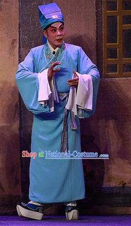 Chinese Guangdong Opera Xiaosheng Apparels Costumes and Headwear Traditional Cantonese Opera Young Male Garment Scholar Wang Yu Clothing