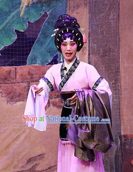 Chinese Cantonese Opera Young Mistress Garment Costumes and Headdress Traditional Guangdong Opera Actress Apparels Country Woman Dress