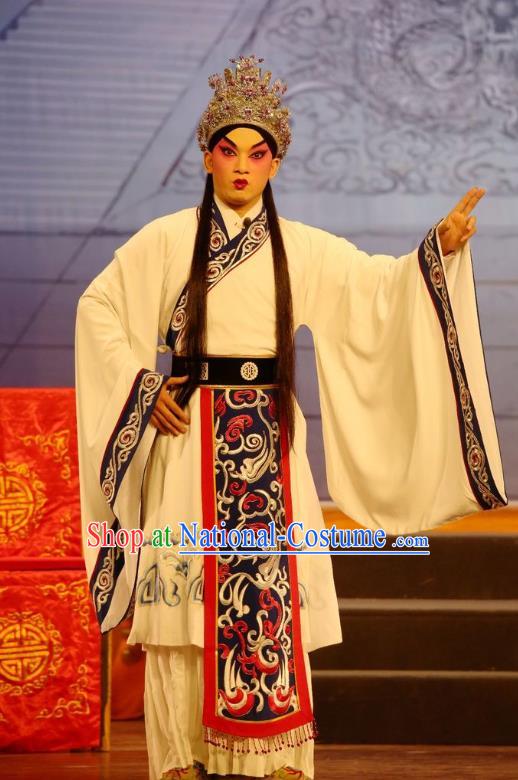 Li Shimin Deng Ji Chinese Guangdong Opera Xiaosheng Apparels Costumes and Headwear Traditional Cantonese Opera Prince Garment Young Male Clothing