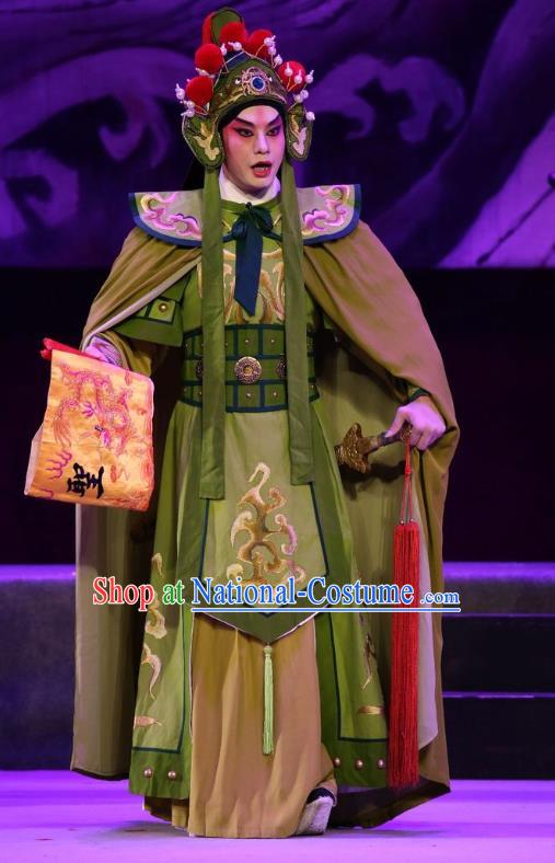 Pan Maoming Chinese Guangdong Opera General Sun Biaohu Apparels Costumes and Headwear Traditional Cantonese Opera Martial Male Garment Wusheng Clothing