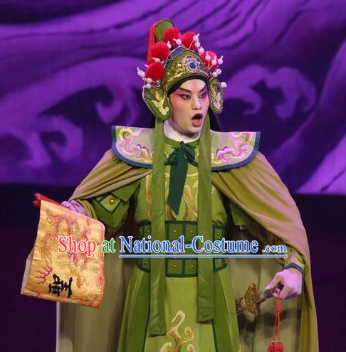 Pan Maoming Chinese Guangdong Opera General Sun Biaohu Apparels Costumes and Headwear Traditional Cantonese Opera Martial Male Garment Wusheng Clothing