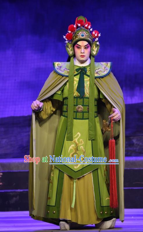 Pan Maoming Chinese Guangdong Opera General Sun Biaohu Apparels Costumes and Headwear Traditional Cantonese Opera Martial Male Garment Wusheng Clothing